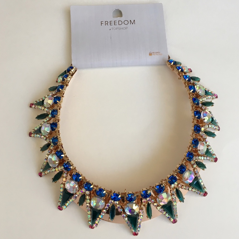 Topshop Rhinestones Multi Color Choker